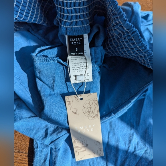 Emery Rose Blue Barrel Leg Womens Pants Size S Harem Rushed Back Ballet Balloon - Picture 5 of 10